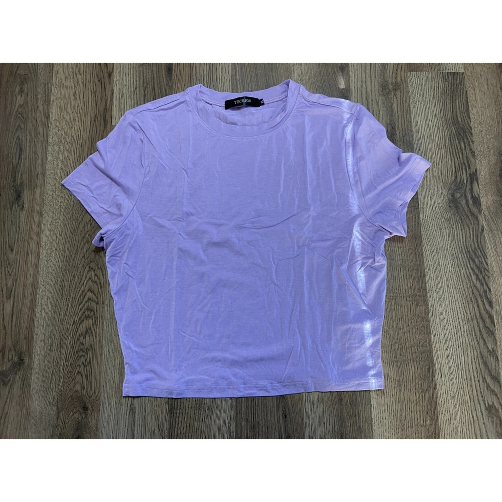 TECREW Shirt, Women's Size XL, Purple, Short Sleeve, Crop Top